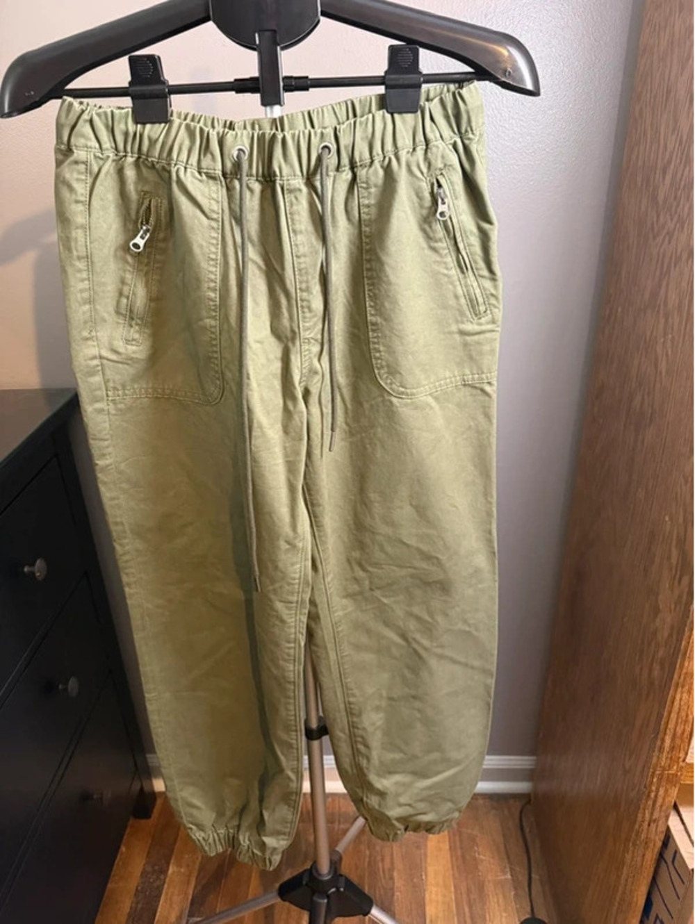 Flamingo Olive Green Cotton Utility Jogger Pants Size Medium